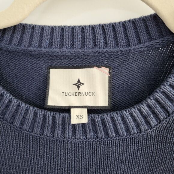 TUCKERNUCK Navy Blue Stone Washed Cotton Anne Crewneck Sweater Womens XS - Picture 3 of 7